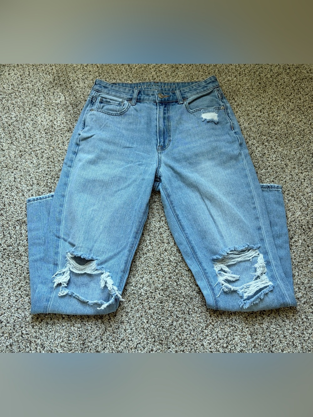 American Eagle Outfitters Light Blue Distressed Boyfriend Jeans